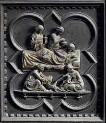 La Naissance de Saint Jean-Baptiste, quatrième panneau des portes sud du Baptistère de San Giovanni, 1336